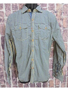 Robert Graham Mens XL Gingham Check Button-Up Shirt Yellow & Blue Tailored Fit